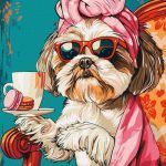 Picturi pe numere cu Animale - Shih Tzu jucăușă