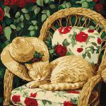 Picturi pe numere cu Animale - Pisică în grădină