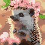 Picturi pe numere cu Animale - Arici în florile de cireș