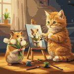 Picturi pe numere cu Pisici - Pisica e artist