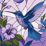 Picturi pe numere cu Păsări - Pasăre colibri în vitraliu
