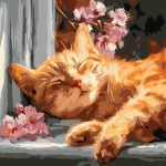 Picturi pe numere cu Pisici - Roșcovanul pe pervaz