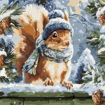 Picturi pe numere cu Animale - Veverița iarna