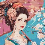 Picturi pe numere cu Portrete - Frumusețe japoneză