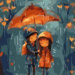 Picturi pe numere cu Portrete - Sub umbrelă