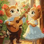 Picturi pe numere cu Animale - Pisici romantice