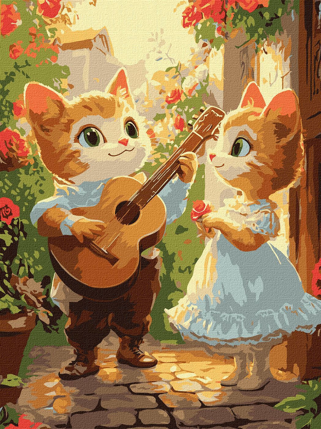 Picturi pe numere cu Animale - Pisici romantice
