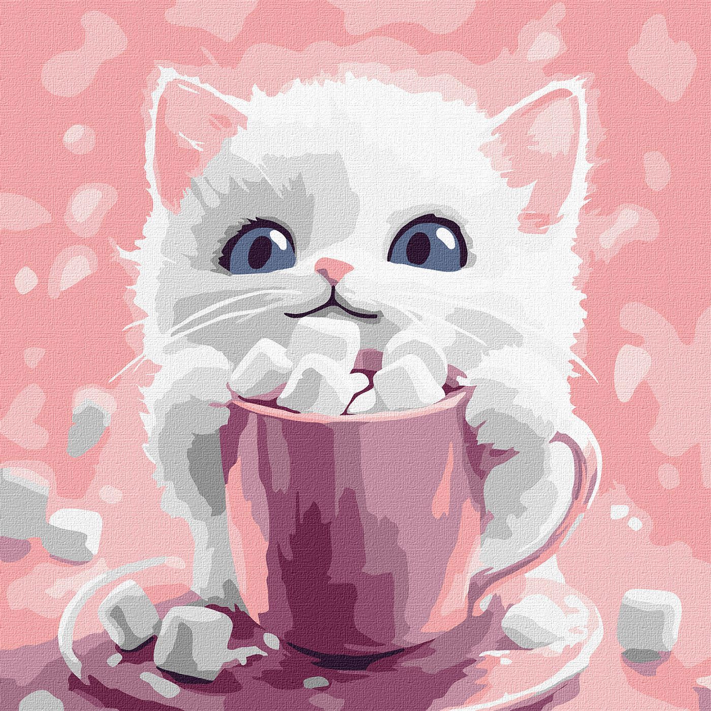 Picturi pe numere cu Animale - Pisicuța la cacao