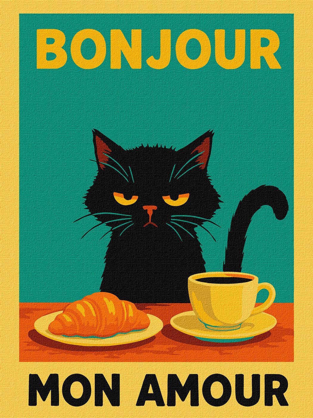 Picturi pe numere cu Animale - Poster – Pisica Dimineața