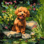 Picturi pe numere cu Animale - Poodle la baltă