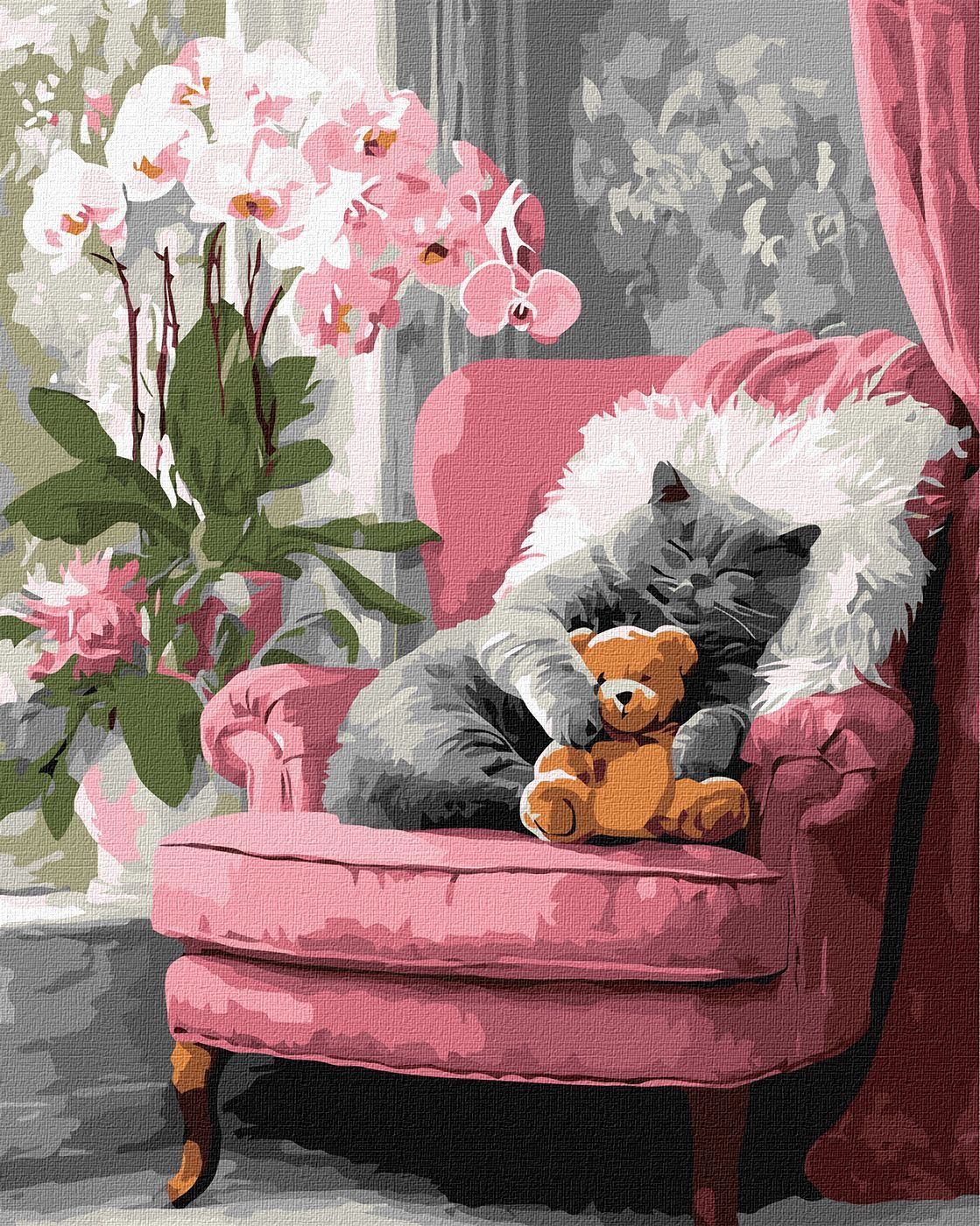 Picturi pe numere cu Animale - Pisica care toarce