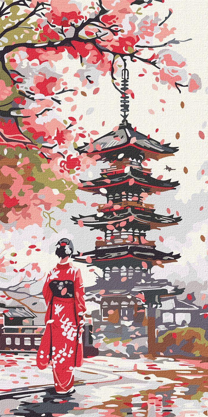 Picturi pe numere cu Flori - Undeva în Japonia