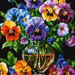 - Flori viu colorate în vaza de sticlă