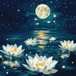 - Lotus în strălucirea lunii cu vopsele extra metalizate